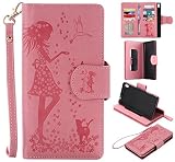 Cozy Hut® Schutzhülle / Cover / Handyhülle / Etui für Sony Xperia XA Ultra/F3211 6.0 Zoll Hülle, 3D Gemalte Entlastung Muster Design Folio PU Leder Schutzhülle Bookstyle mit 9 Kartenfächer PU Leder Hülle Wallet Case Folio Handyhülle Flip Cover Schale Tasche Brieftasche Bumper mit Kartenfächer und Magnetverschluss Handyhülle Case Flip Cover mit Frau und Katze Motiv für Sony Xperia XA Ultra - rosa