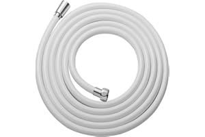 OFFO Duschschlauch 2.5m, PVC Universal glattes Duschrohr mit Duschschlauch Waschmaschine Hochdruck Brauseschlauch für Bad Armaturen Ersatz Weiß