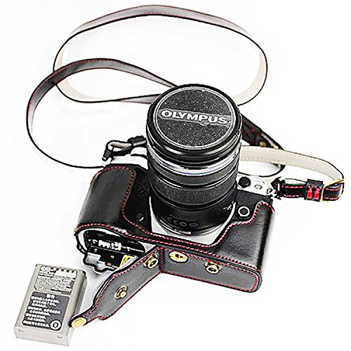 First2savvv XJD-EM5II-HH01 Premium Qualität braun Ganzkörper- präzise Passform PU-Leder Kameratasche Fall Tasche Cover für Olympus OM-D E-M5 Mark II. EM5 Mark 2.(12-40mm and 40-150mm Lens) - 5