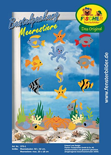 Fischer Fensterbild MEERESTIERE / Bastelpackung / Meeresboden 92x32 cm, Meerestiere max. je 20x18 cm / zum Selberbasteln / Basteln mit Papier und Pappe
