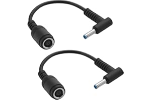 HERFAIR Kabel zasilający do laptopa HP, 7,4 mm x 5,0 mm żeński na 4,5 mm x 3,0 mm, kątowy męski konwerter, przewód zasilający AC do laptopów HP Envy/Elitebook/Probook/Stream/Spectre/Pavilion (2 sztuki)