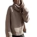 Produktbild Hffan Damen Lange Ärmel Lose Hoher Kragen Gestrickt Sweatshirt Jumper Strickwaren Oben Bluse Frauen Winterpullover Winterpulli Strickpullis Sweater Schöne Strickpulli Langarm (L)