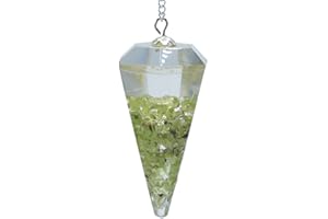 Raum der Stille Orgone Pendel, Facettenn Form, spitz zulaufend, ca.4cm Groß, ca. 11g, mit Brokatbeutelchen, Verschiedene Varianten (Peridot)
