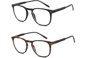 ZENOTTIC 2 paia di montature quadrate e rotonde retrò per uomo e donna Occhiali da lettura blu oscurati Anti-riflesso Occhiali da gioco per computer sportivi