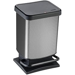 SUNDIS 7540008 Poubelle de Cuisine à pedale avec feremeture silencieuse, patins antidérapant et décor IML, Plastique, Carbone, 20L