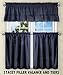 Ellis Curtain Stacey Tailored Tier Pair Curtains, 56" x 36", Navy