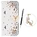 Price comparison product image GrandEver Leather Case for Microsoft Lumia 535 Cover Diamond Bling Shine Case Daisy Flower Butterfly Magnet Closure Pattern Wallet PU Cover Flip Case Book Style Folio Durable Back Cover Holster Card Slots Stand Function with Magnet Closure Protective Case + {Stylus Pen}+ {Dust Plug}