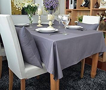 KINGDESON Cotton Linen Rectangle Polyester Solid Color Modern Tablecloth Multi Sized Grey 55x62inch