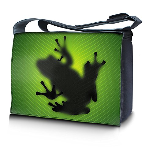 Luxburg® Design Messenger Bag Notebooktasche Umhängetasche für 17,3 Zoll, Motiv: Frosch Silhouette