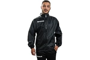 ETOILE Rain Basico per Givova Impermeabile Giacca Antipioggia Sport Tempo Libero Allenamento Fitness Palestra Cappuccio Removibile Calcio Calcetto Protezione Relax