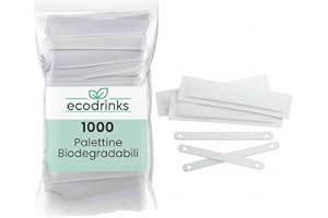 ecodrinks - 1000 Palette Caffè Biodegradabili - Imbustate Singolarmente, Resistenti ad Alte Temperature - Ideali per Bar, Uso Domestico o Professionale - Per Espresso, Cappuccino, Tè - 8cm