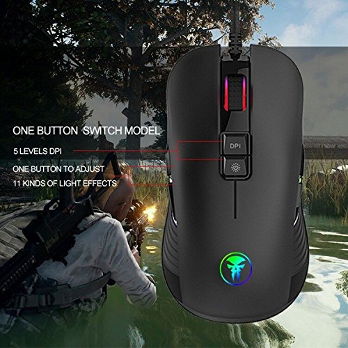 YockTec Rat  n Gaming Ambidextro 5000 DPI 9 Botones Programables Ratones Gaming Optico 6 colores RGB Retroiluminado Rat  n Ergon  mico Zurdo Diestro Gaming para Gamer PC Mac  Windows