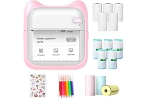 CONBLOM Mini imprimante thermique portable Bluetooth sans fil Imprimante photo de poche Impression thermique Connexion USB Impresoras Fotos (rose)