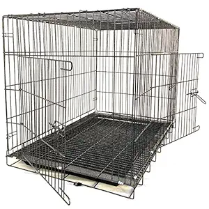 Midwest Dog Cage Powder Coated Black Color Rust Proof Metal Folding Kennel for Xtra Large Size Dogs and Adults 42 Inch(3.5 Feet) LENGTH-108 cm* WIDTH-75*HEIGHT-72 cm