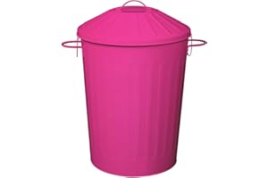 simpa 60L Colourful Vintage Style Metal Tapered Dustbins & Lids - Pink 62cm (H) x 38cm (Dia)