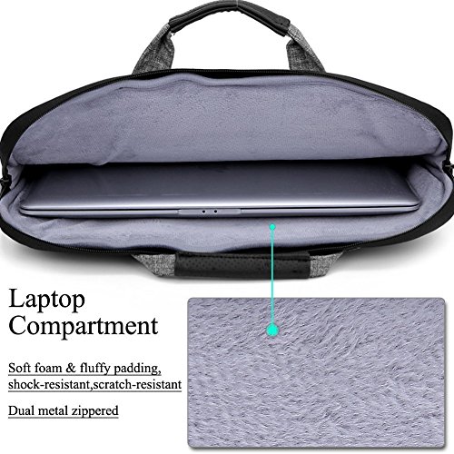 J-Bonest 15,6 Zoll Tragbar Laptop Tasche mit Schultergurt, Tragender Schulter-Beutel Hülle Tasche Aktentasche für Laptops / MacBook / Notebook (Grey) - 4