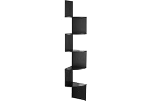 JF HOME BLISS Corner Shelf 5 Tiers Floating Shelves Wall Mount Corner Shelves Wall Organizer for Bedrooms Kitchen Offices and Living Rooms (Black)