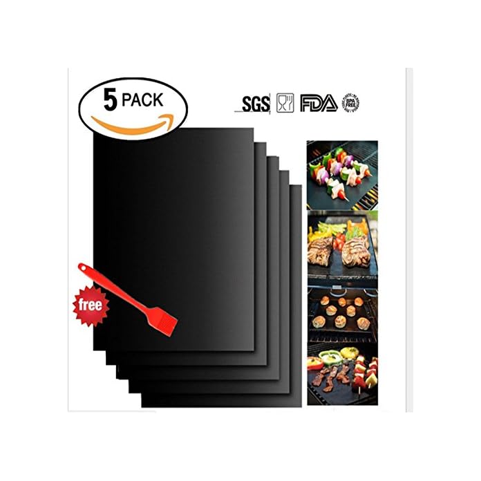 Grillmatte 5er Set Zum Grillen Und Backen Non Stick Ofen Liner Teflon Kochen Matten Wiederverwendbar Langlebig Hitzebestndig Und Leicht Zu Reinigen Barbecue Bettwsche Zum Grillen Fleisch Gemse Meeresf