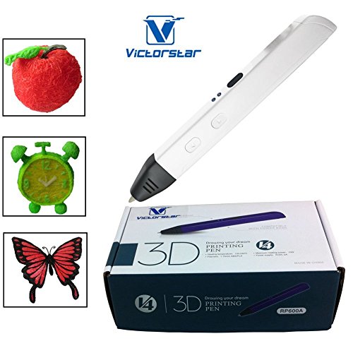VICTORSTAR @ 3D Drucken Stift - Tragbare RP600A - Gelb / Version 4 Generationen macht 4 Grössere Verbesserungen und bessere Funktionen für 3D Zeichnen und Kritzeln / 3D-Pen + Power Adapter + ABS Filaments + Manul + Plastic Schraubendreher / Erstaunlicher Geschenk für Kinder (weiß)