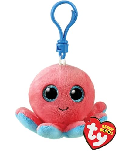 TY Beanie Bellies Clips Anello Porta Chiavi di Peluche, Mitzi Il Gattino con Occhioni Azzurri Glitter, Gli Animaletti di Peluche con Il Pancino Morbido 12 Cm T43100