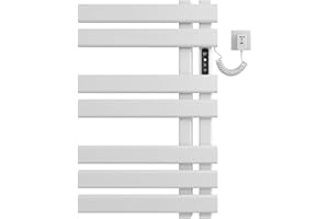 SKYLYZH Electric Towel Radiator Intelligent Constant Temperature Towel Heater Bathroom Radiator Matt Black 450 x 720 mm Carbon Fibre Heating Towel Dryer Energy Saving Safety White Right