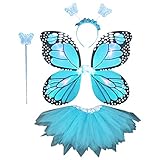 ❤ღ5.Aro de pelo con 2 pequeñas mariposas de primavera en la parte superior, linda varita de hada con cinta. Hecho de material respetuoso del medio ambiente, no tóxico y duradero.