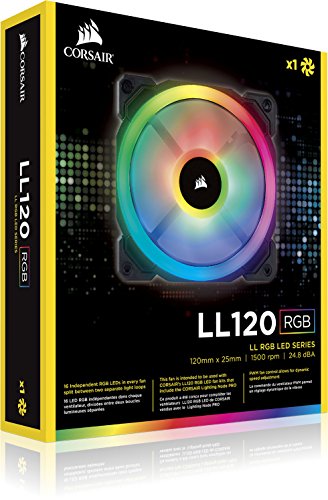 Corsair LL120 RGB Ventilador de PC  120 mm  Doble Halo RGB LED PWM  Paquete Soltero