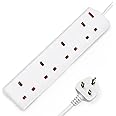 DESIRETECH White Electric Extension Lead 4 Gang 2 Metre | 2m Long Cable | UK Plug 3 Pin Socket Outlet | Wall Mountable | Mult