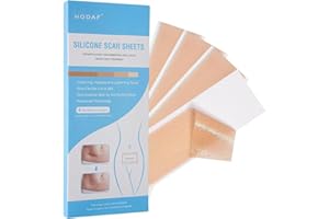 LVOZIZE Parches Cicatrizantes, 4Hojas×15cm×4cm Parches Cicatrices Impermeables en la Superficie, Reduce y Previene Cicatrices Hipertróficas o Queloides - Reutilizables