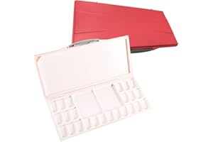 Manci Palette d'aquarelle étanche 24 Godets avec Deux Zones de mélange spacieuses supplémentaires - Palette Pliable pour Aquarelle, Gouache, Peinture Acrylique