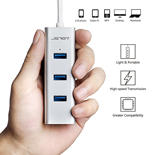 JSVER USB 3.0 Hub 4 Port in Unibody Aluminium Silber mit eingebautem Kabel (30cm) für Mac, iMac, MacBook und PC - 6
