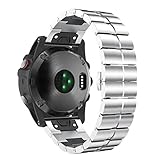 IGEMY Schnellverschluss Edelstahl Armband mit Schraubendreher Handgelenk Band für Garmin Fenix 3/3HR/5X/MK (Silber)