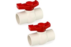 GASHER 2PCS 25MM PVC Ball Valve Shut Off Switch for Pool， PVC Control Valve