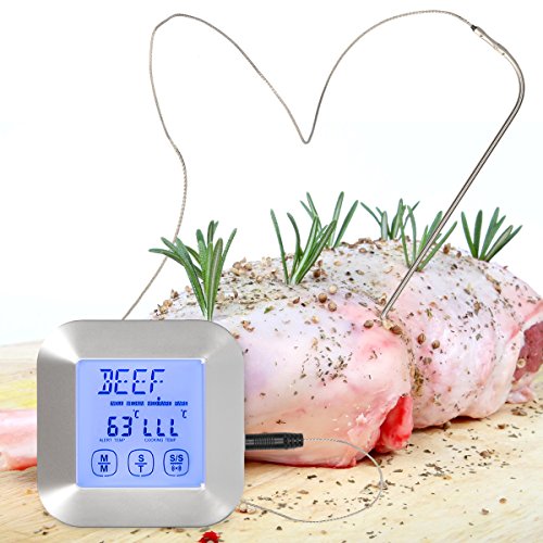 kwmobile Digitales Fleisch Thermometer Touchscreen – Küche Ofen Grill Zeitmesser Temperatur Anzeige Braten Kochen Timer BBQ Grillen - 6