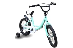 DIFU 16 Zoll Kinderfahrrad Jungenfahrrad Hilfsrad fahrräder grün Action Kinderrad Fahrrad Jugend mit Hilfsrad Kid Bike Höhe Einstellen(Grün)