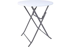Rebecca Mobili Table De Balcon Pliante, Table d'Appoint d'Extérieur, Acier Hdpe, Blanc Gris Clair, Peu Encombrante, pour Jardin Camping - Dimensions HxLxP : 74 x 60 x 60 cm - Art. RE6819