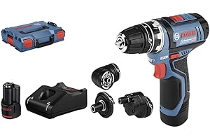 Bosch Professional 12V System perceuse-visseuse sans-fil GSR 12V-15 FC - FlexiClick System (2 batteries 2,0 Ah, chargeur GAL 12V-40, 4 adaptateurs, L-BOXX)