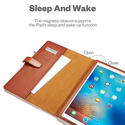 KAVAJ iPad Pro (9,7″) Ledertasche Hülle Case „London“ für das Apple iPad Pro (9,7 Zoll) in cognac braun aus echtem Leder. Dünnes Smart-Cover als Zubehör für das Original iPad Pro - 3