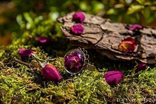 Anillo de pétalos de rosa - Joya con flores secas naturales - Anillo ajustable boho vintage botánico - - Regalos originales para mujer - Aniversario - Regalo cumpleaños - Prime