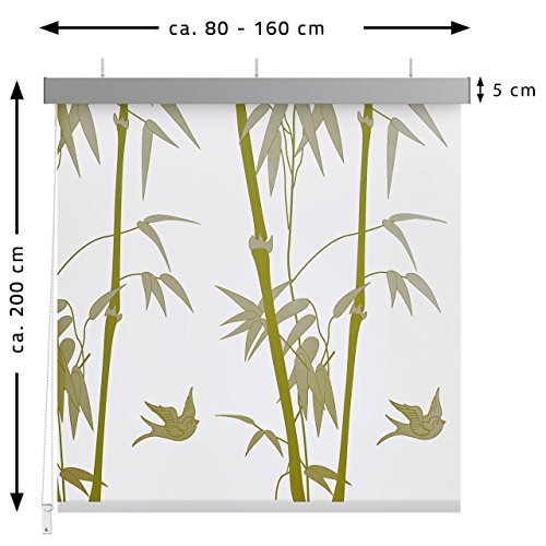 Homelux Duschrollo Duschvorhang Bad Deckenbefestigung Halbkassette 140 x 200 cm Bambus - 7