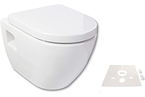 Calmwaters® Hänge WC Komplettset Honest mit Schallschutz, WC-Sitz mit Absenkautomatik & abnehmbar, Standardanschluss für Vorwandelement, Tiefspüler, Metallscharnier, Schnellbefestigung, 08CL5586
