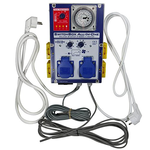 SMSCOM SwitchBox All-In-One. Zeitschaltuhr für 4x600W Pflanzenlicht inklusive Fancontroller für zwei Lüfter