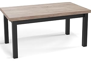 WFL GROUP Moderner Rechteckiger Ausziehbarer Esstisch - Platzsparend - Schwarze Holzbeine - 120 bis 160 cm - Hergestellt in EU - 120 x 80 cm - Eiche Sonoma