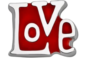 Quiges Charm de Mémoire Flottante Plaqué Argent Love Amour pour Les Médaillons Mémoire Personnalisés