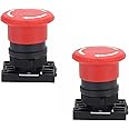 TNI CONTROLS 40mm Mushroom Emergency Stop Push Button Actuator Self locking Emergency Push Button Switch Emergency Actuator Pack of 2 No's (PLASTIC ACTUATOR)