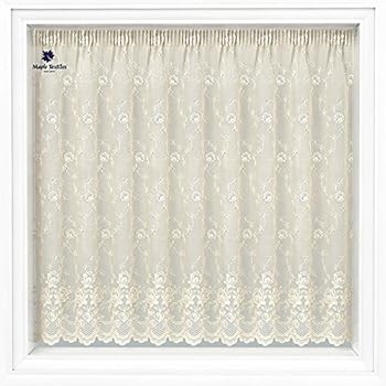 Thick heavy ivory champagne cream net curtain plain floral cream net