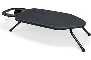 ‎DUWEE Duwee Mała Deska do Prasowania ze Stojakiem na Zelazko, Deska do Prasowania na Stół, Zaroodpornym Pokrowcem, Składane Nóżki, 36 x 64 cm, Czarna