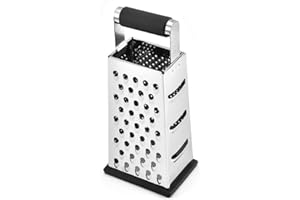 NILICAN Râpe à quatre côtés en acier inoxydable (2 kg, rectangulaire), râpe multifonction pour pommes de terre, carottes, fromage, concombres, melon, raboter, poignée antidérapante, éplucheur