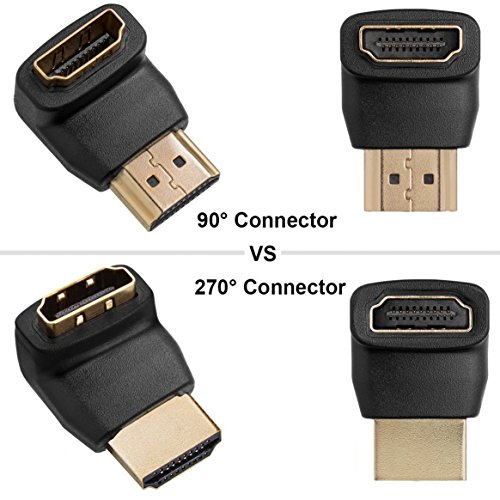 UBest 3x HDMI 90° Winkeladapter 19pol / HDMI-Stecker auf HDMI-Buchse – VERGOLDETE Kontakte Schwarz - 6