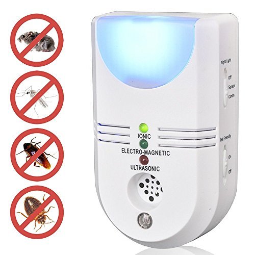warkhome 5 in 1 Elektronische & Ultraschall Abwehr gegen die Parasiten mit Luft Reinigung und Smart Nachtlicht Freund Tier Spinnen loszuwerden vertreiben von Mäusen, Moth, Maus & mehr Nager geformt